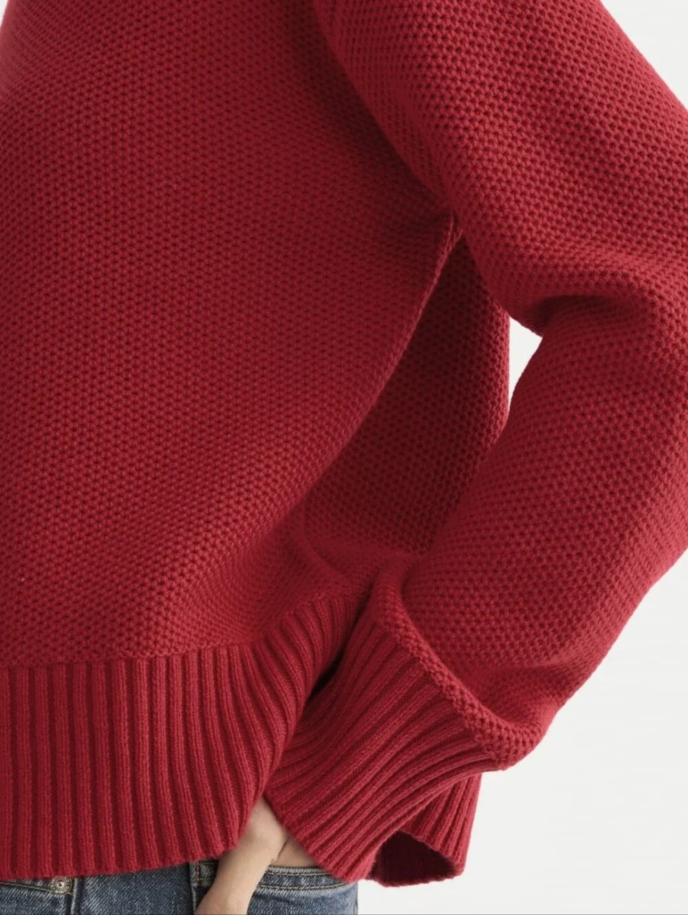Everlane ♥️ Swifty Red Cotton Crewneck Sweater - Picture 6 of 11
